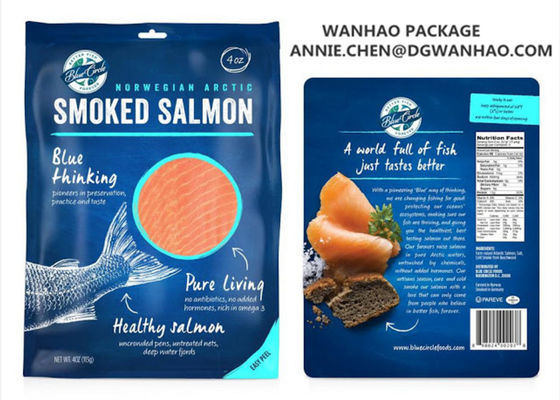 Custom Printing Laminating NYLON / LLDPE Fish Seafood Vacuum Packaging Bags