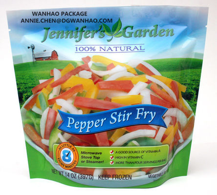 Custom Printed Laminating Material PET / PE Frozen Food Packaging Bag Stand Up Pouch