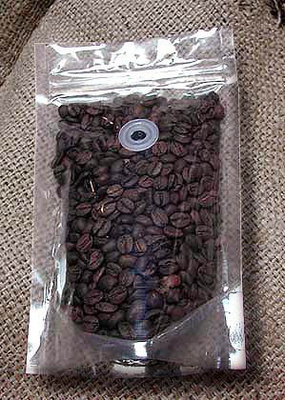 Food Packing Transparent Coffee Bean Zipper Plastic Bag With Valve Custom Made